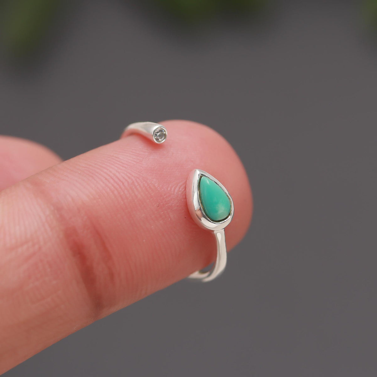 Sterling Silver Turquoise Open Band Stacking Ring