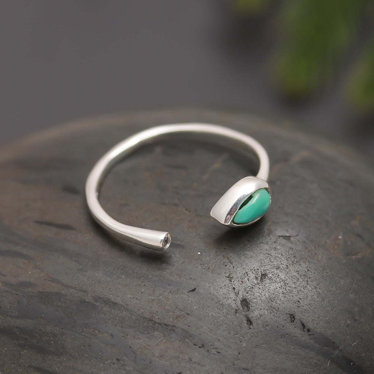 Sterling Silver Turquoise Open Band Stacking Ring