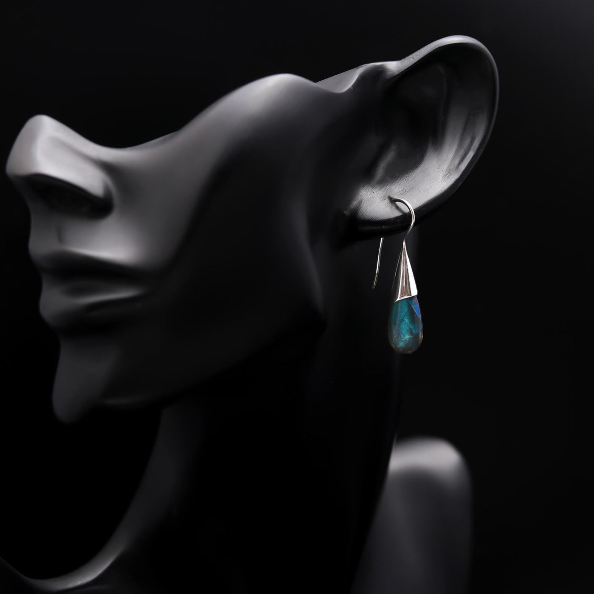 Handmade 925 Sterling Silver Labradorite Teardrop Dangle Earrings