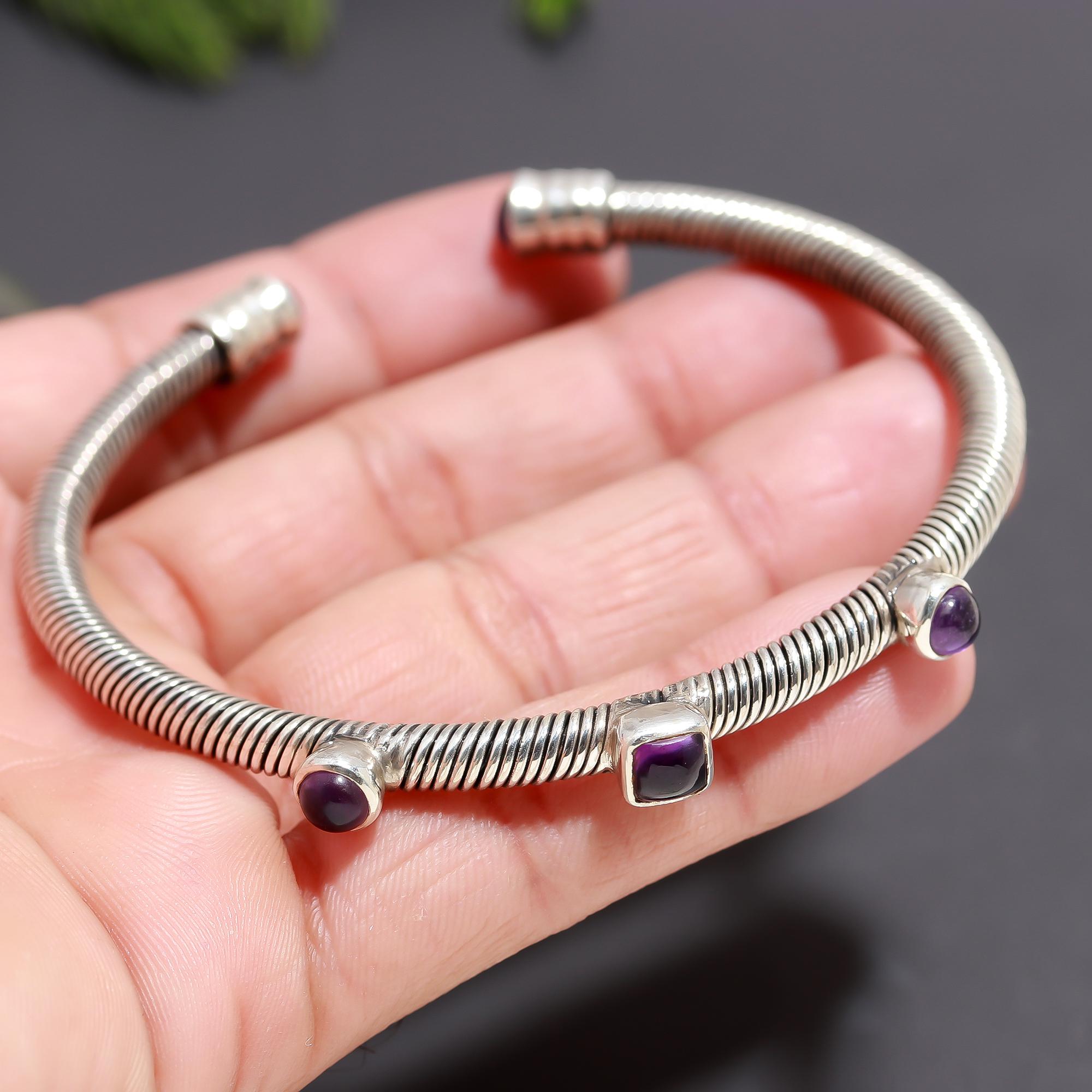 925 Silver Coil Wire Cuff Bracelet