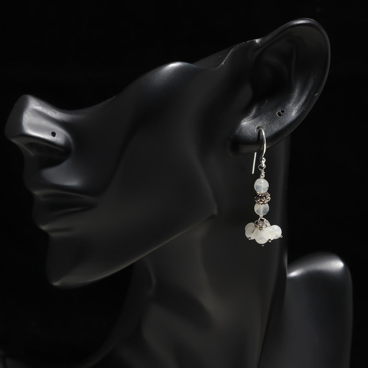 925 Silver Moonstone Cluster Dangle Earrings