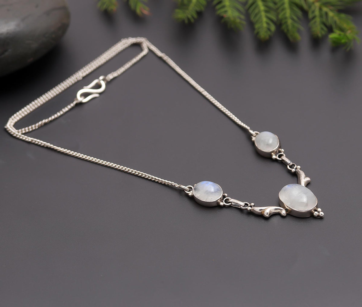 925 Silver Rainbow Moonstone Necklace