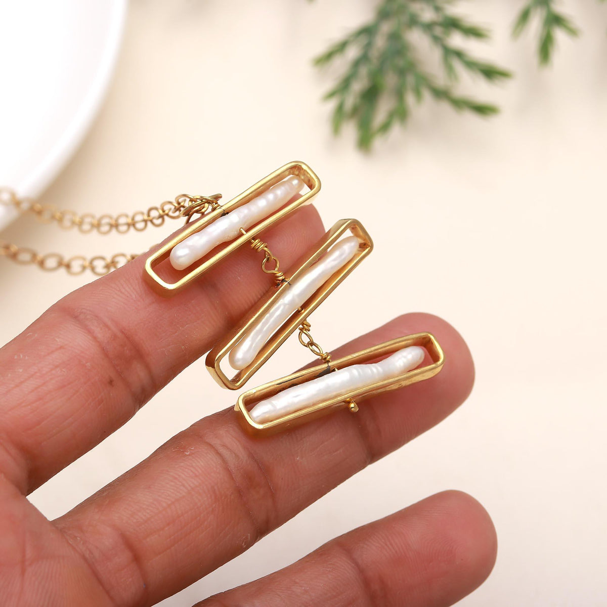 The Luminous Tier: Biwa Pearl Gold Necklace