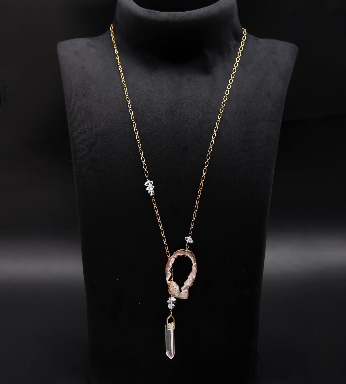 The Earth Element: Geode Slice & Crystal Point Necklace