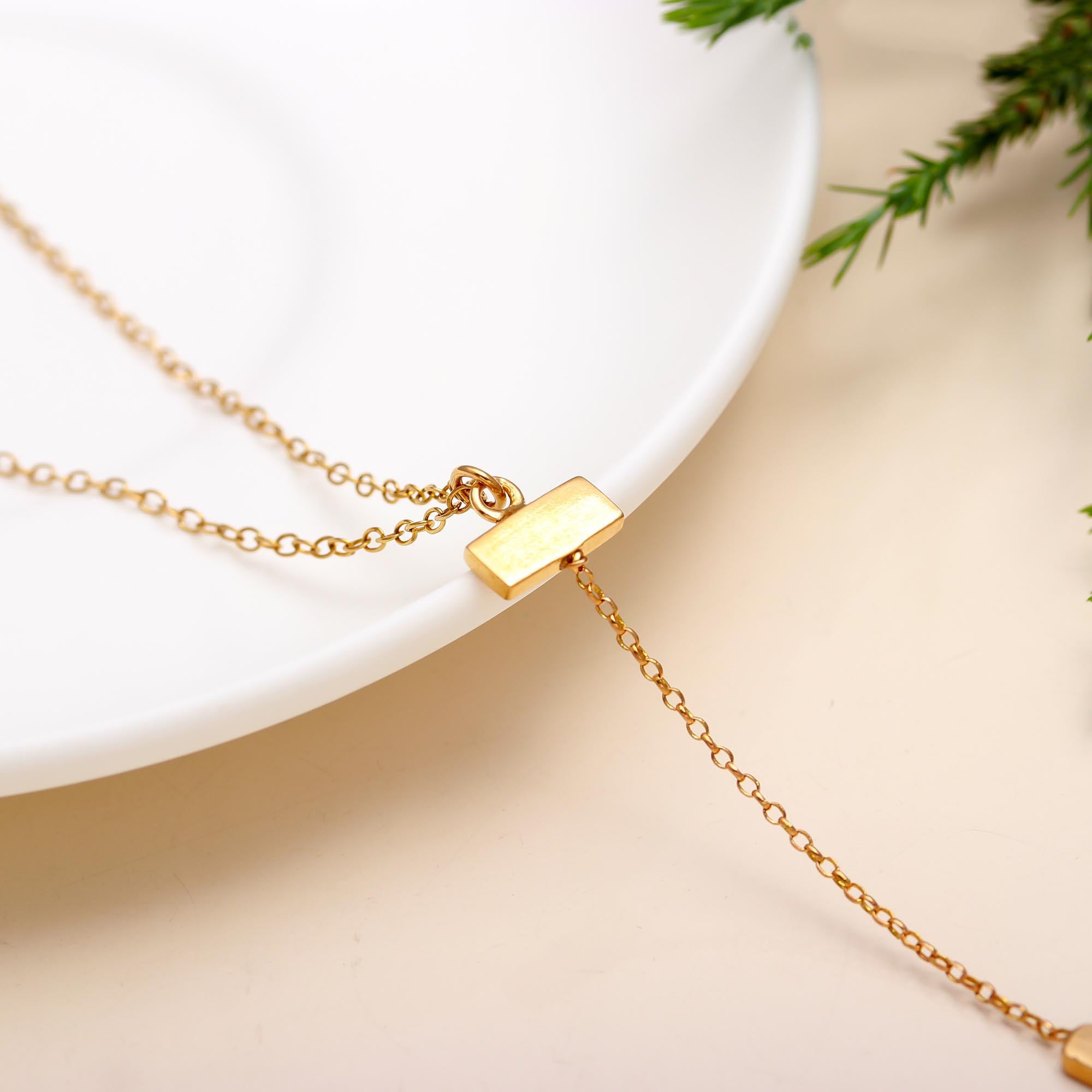 The Golden Linear: Minimalist Bar Drop Lariat Necklace