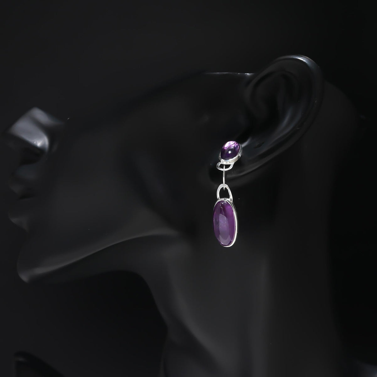 The Amethyst Tier: Silver Articulated Drop Earrings