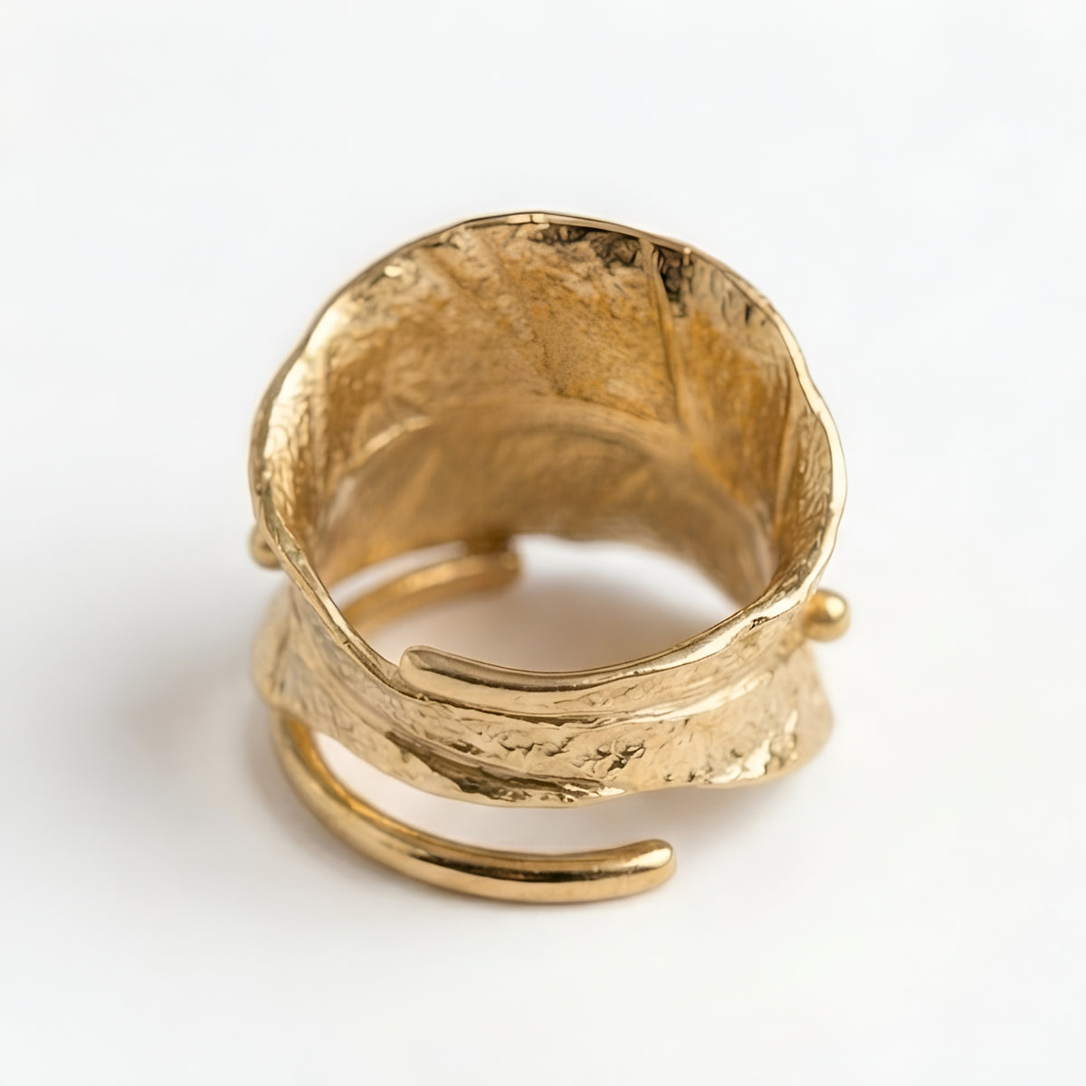 The Gaia Fold: Hammered Leaf Wrap Ring
