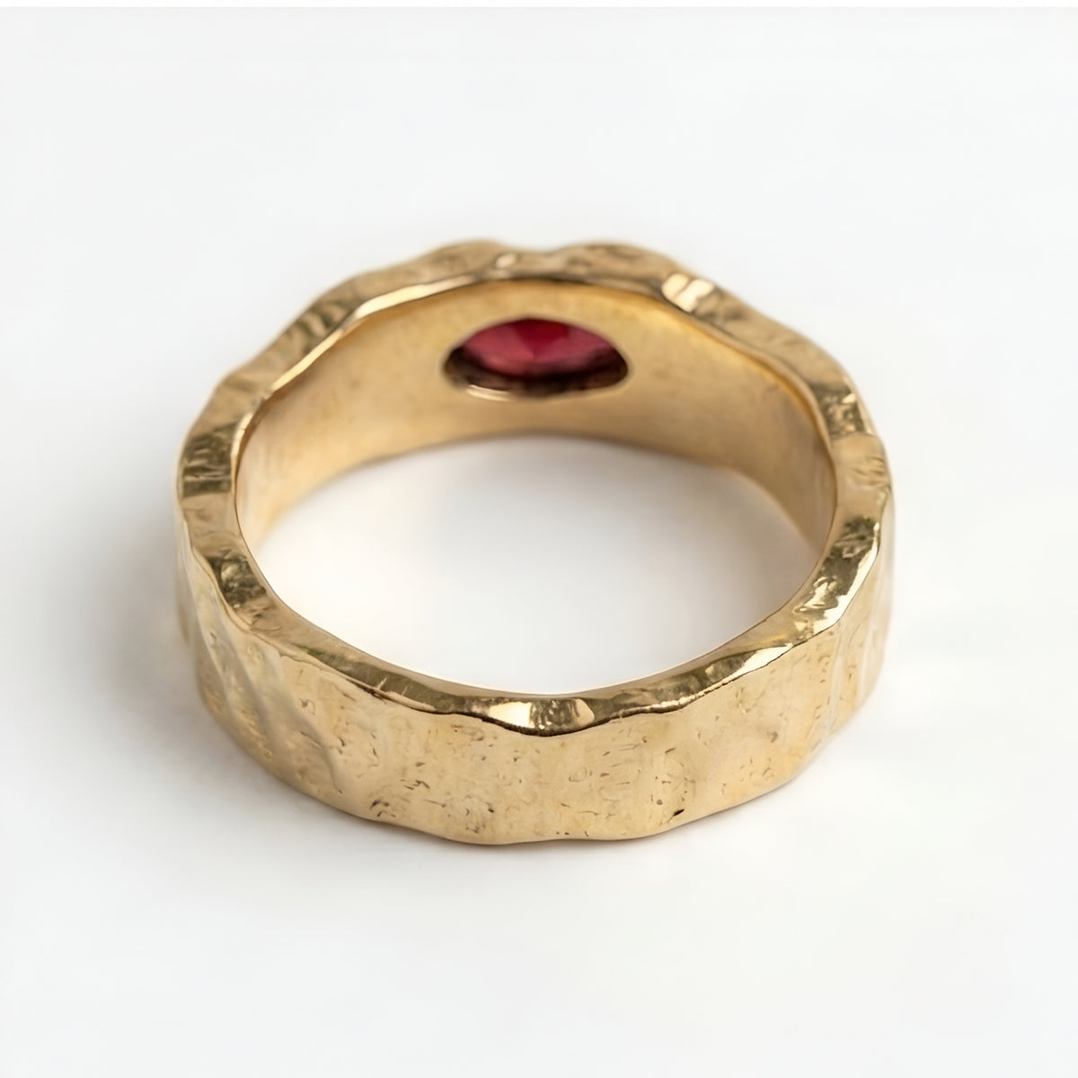 The Promethean Garnet: Hammered Band Ring