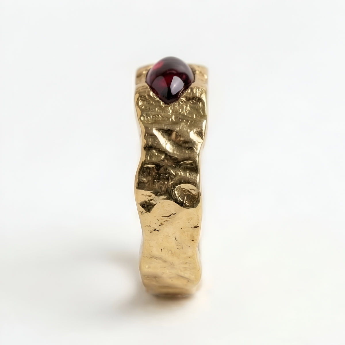 The Promethean Garnet: Hammered Band Ring