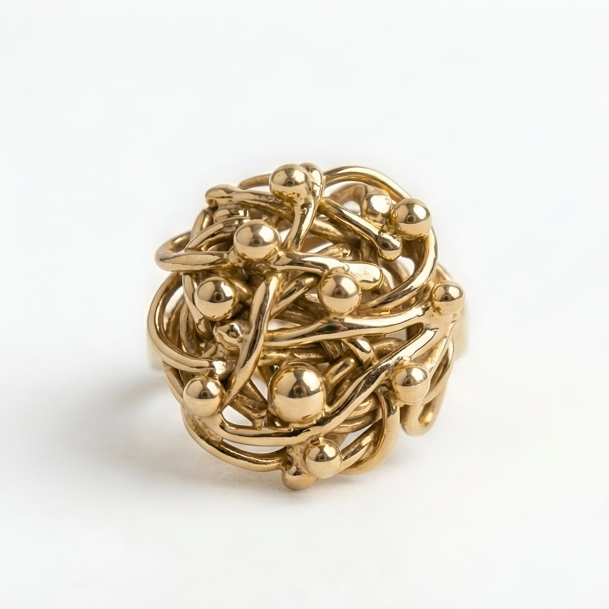 The Gordian Knot: Twisted Wire Ball-Tip Cluster Ring