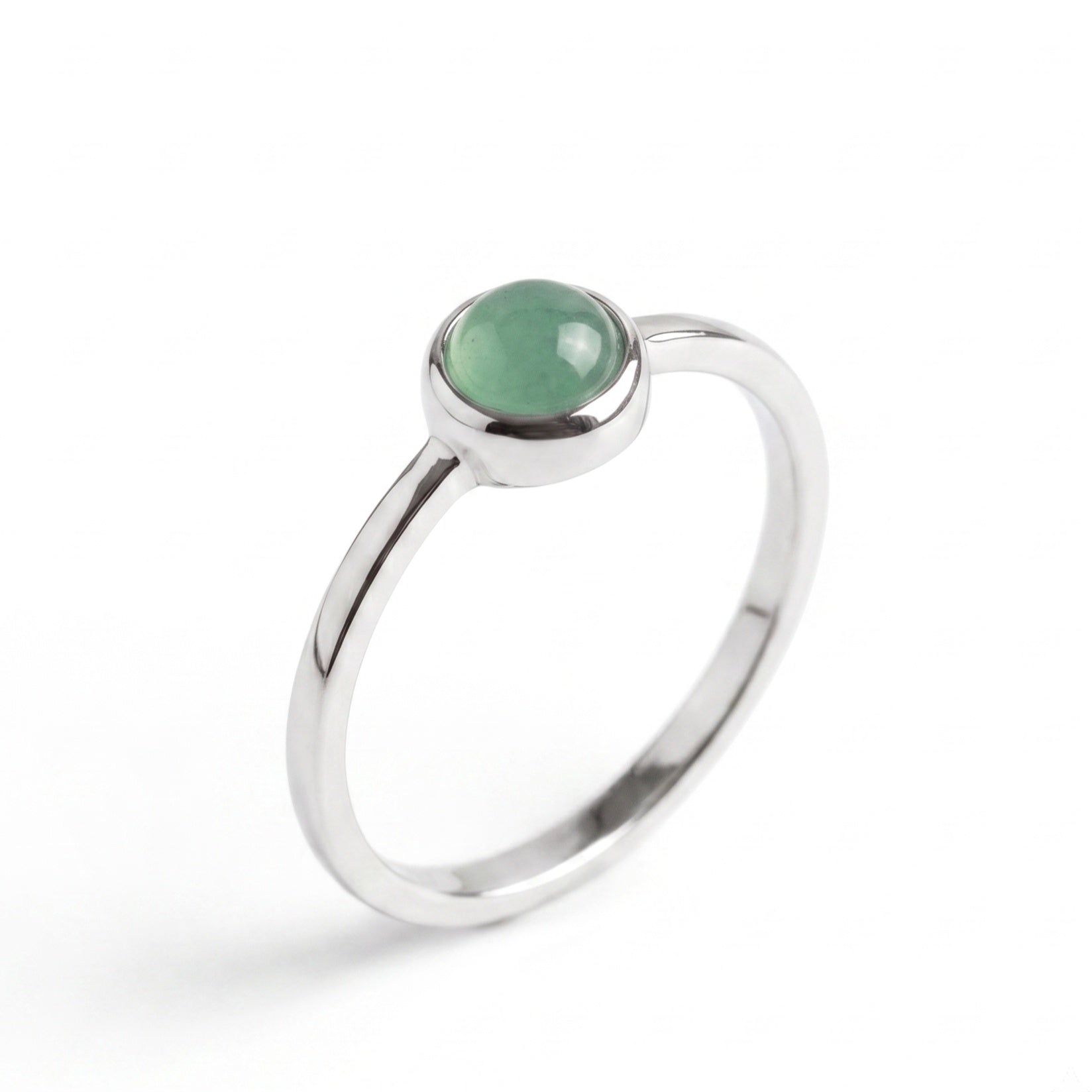 The Serene Circle: Green Aventurine Solitaire Ring