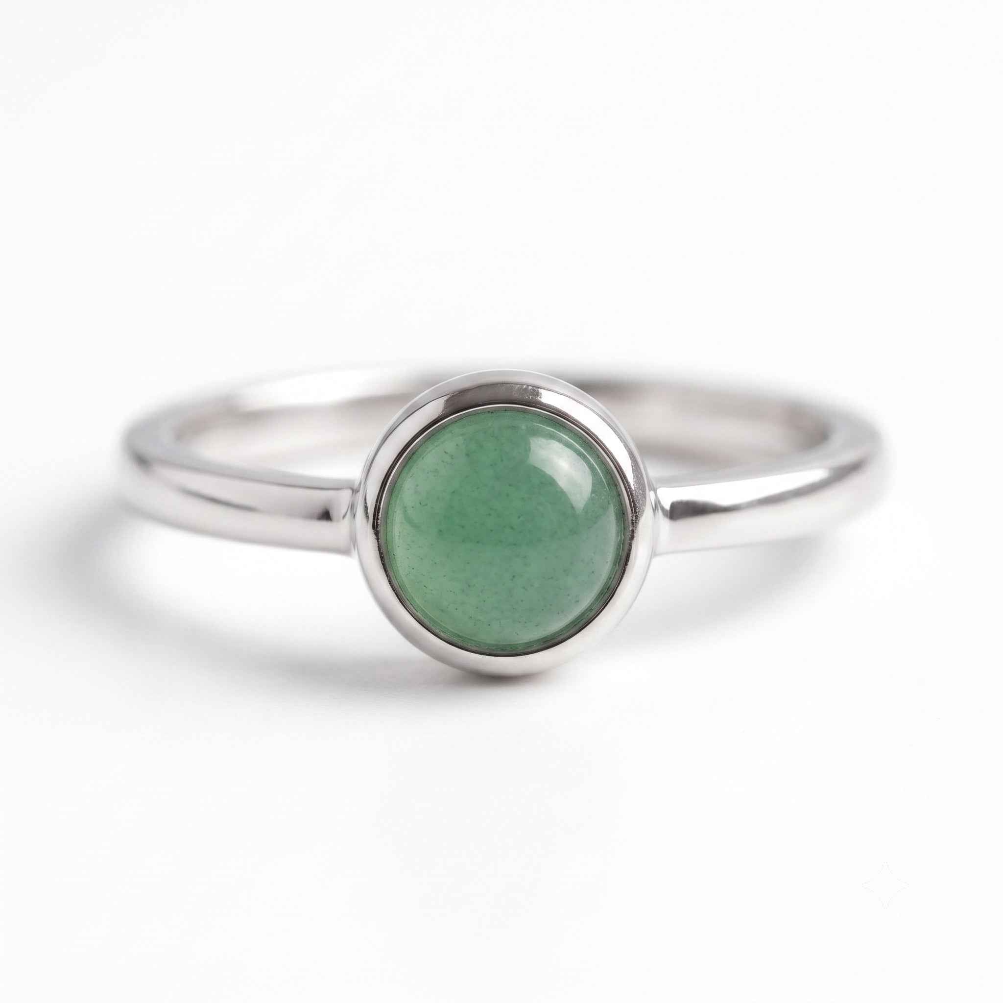 The Serene Circle: Green Aventurine Solitaire Ring