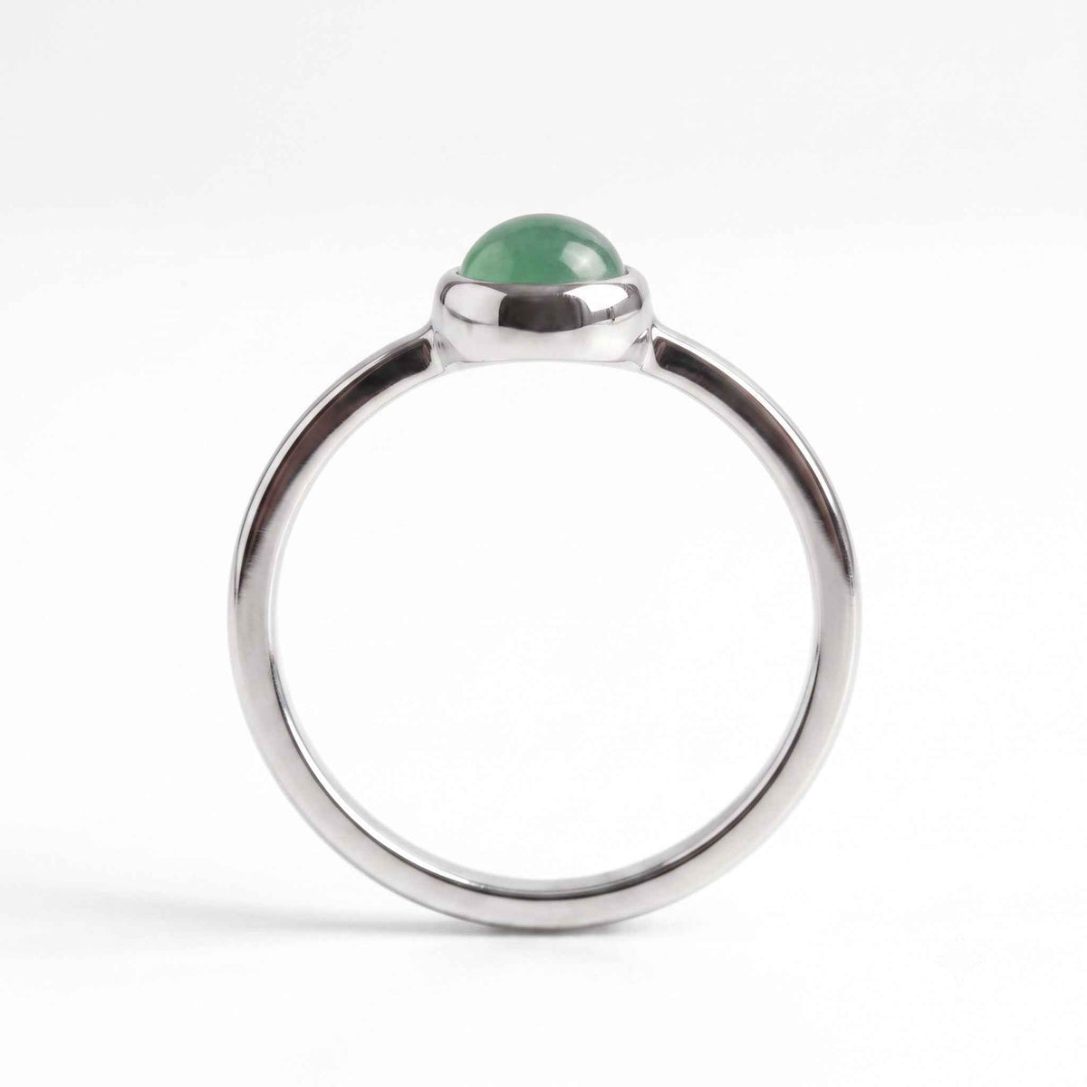The Serene Circle: Green Aventurine Solitaire Ring