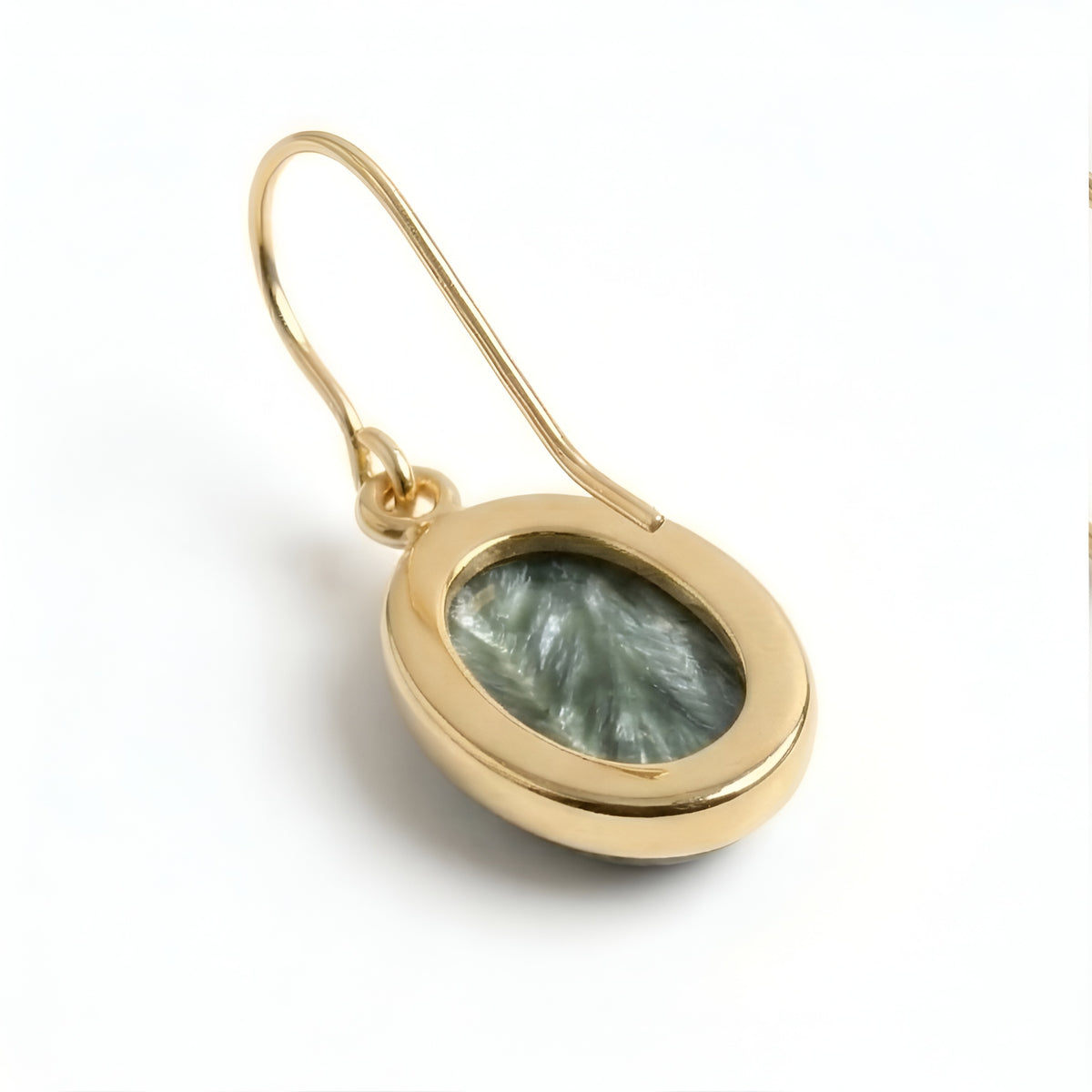 The Siberian Wing: Seraphinite Oval Drop Earrings