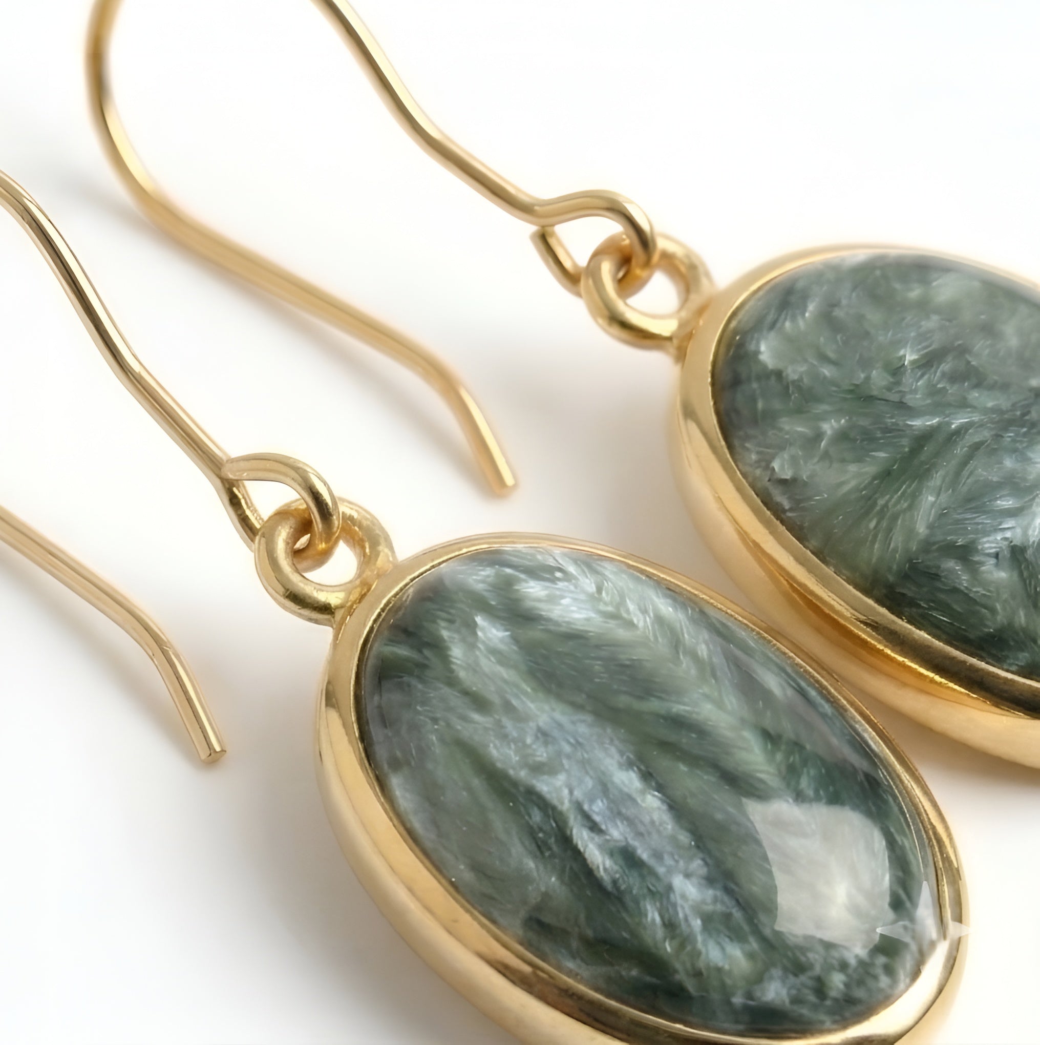 The Siberian Wing: Seraphinite Oval Drop Earrings