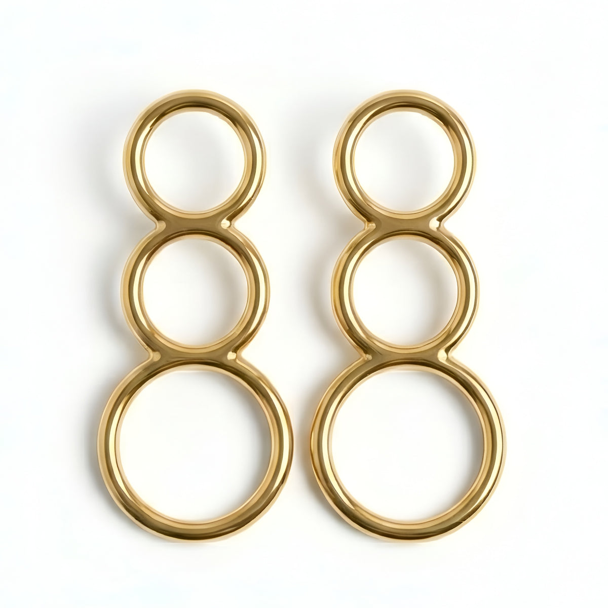The Fibonacci Drop: Triple Graduating Circle Drop Earrings