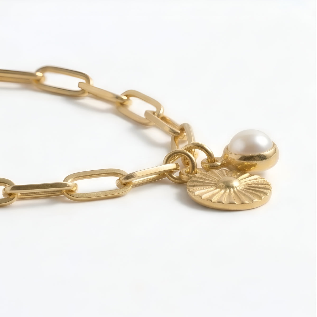 The Soleil Sacré: Sun Medallion & Pearl Paperclip Necklace