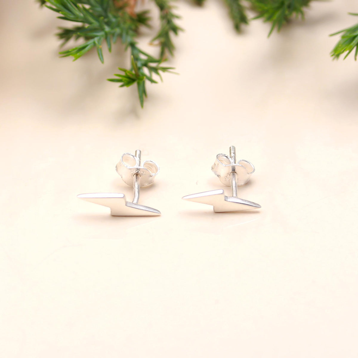 925 Sterling Silver Lightning Bolt Stud Earring
