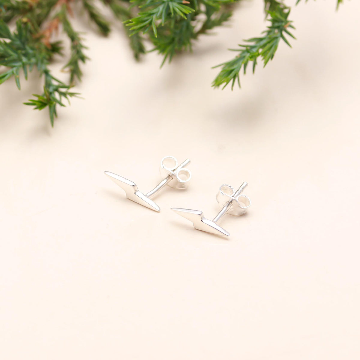 925 Sterling Silver Lightning Bolt Stud Earring