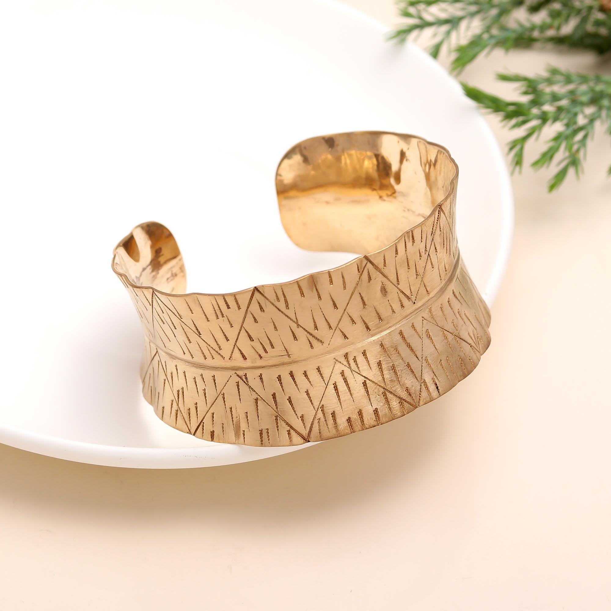 The Artisan Shield: Textured Gold Statement Cuff