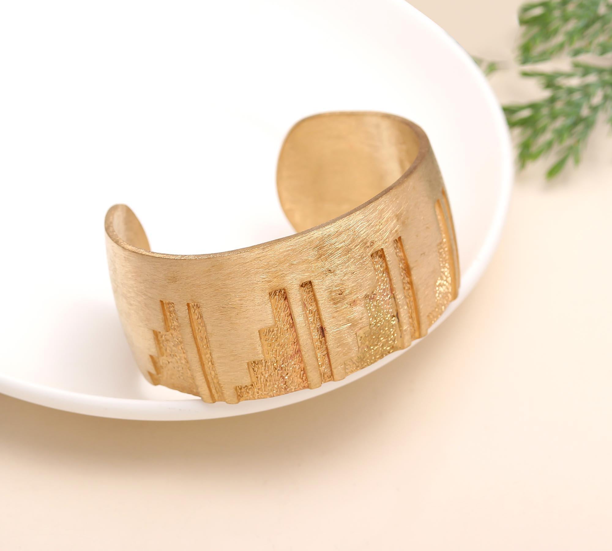 The Teotihuacan Cuff: Aztec Step Pyramid Wide Bracelet