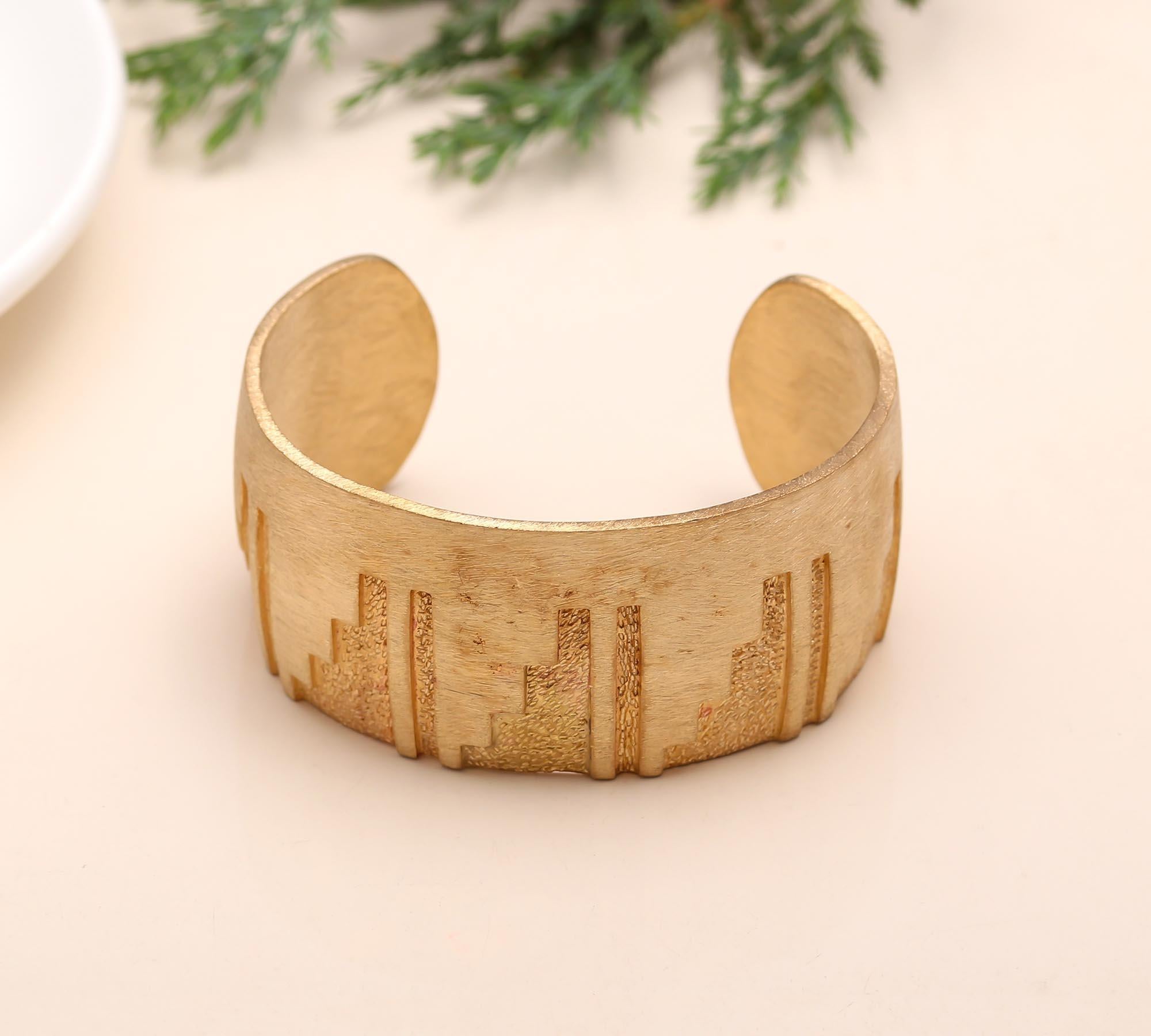 The Teotihuacan Cuff: Aztec Step Pyramid Wide Bracelet