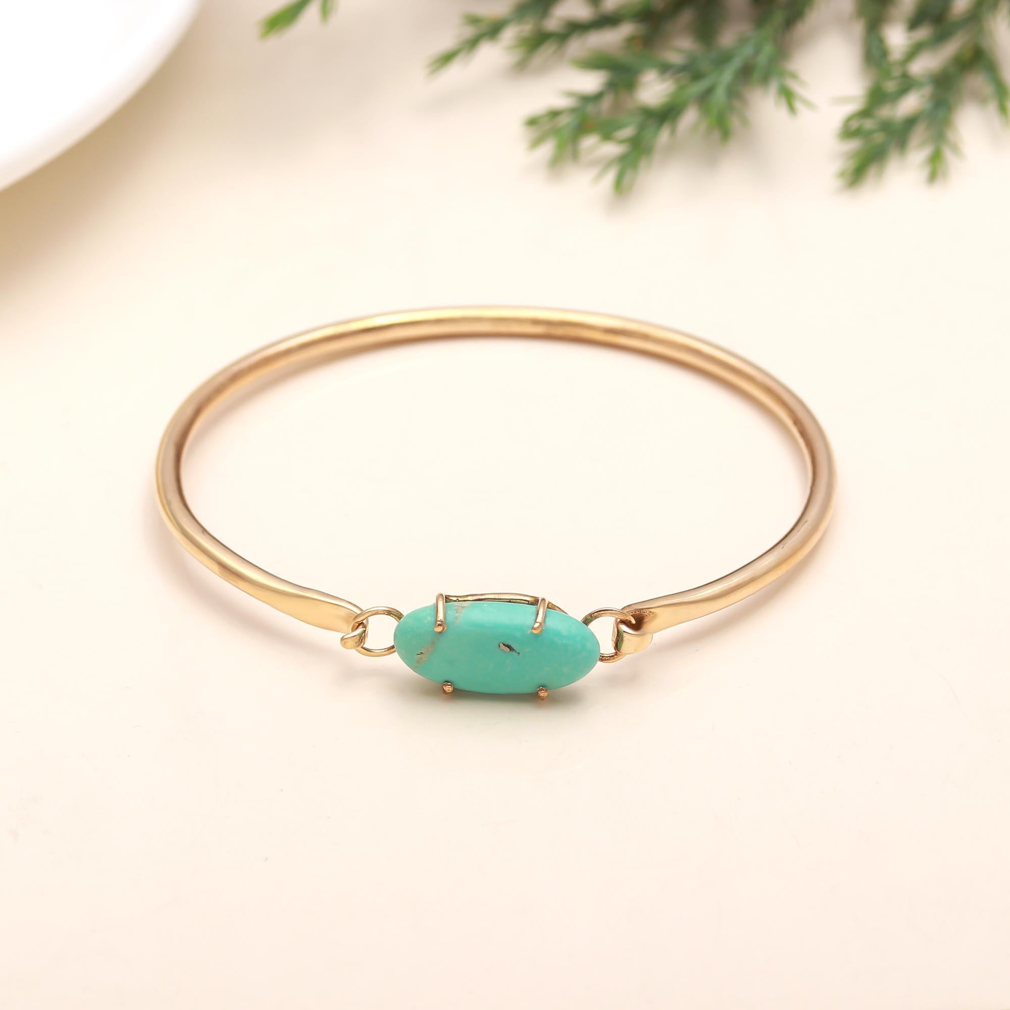 The Vivid Horizon: Natural Turquoise Gold Bangle