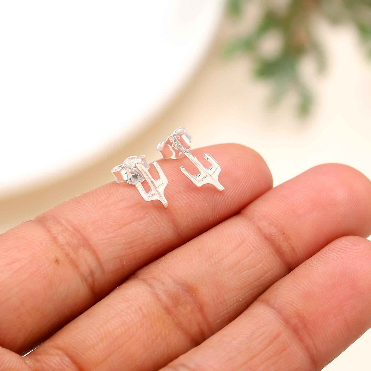 The Silver Saguaro: Sterling Silver Cactus Stud Earrings