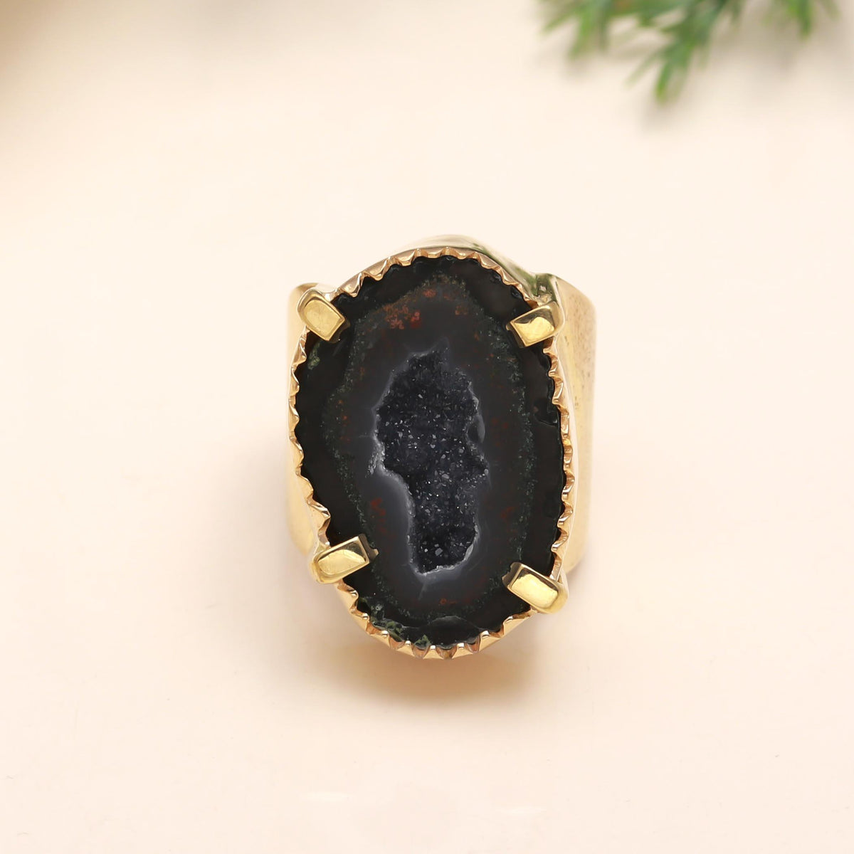 The Midnight Drusy: Black Drusy Statement Ring