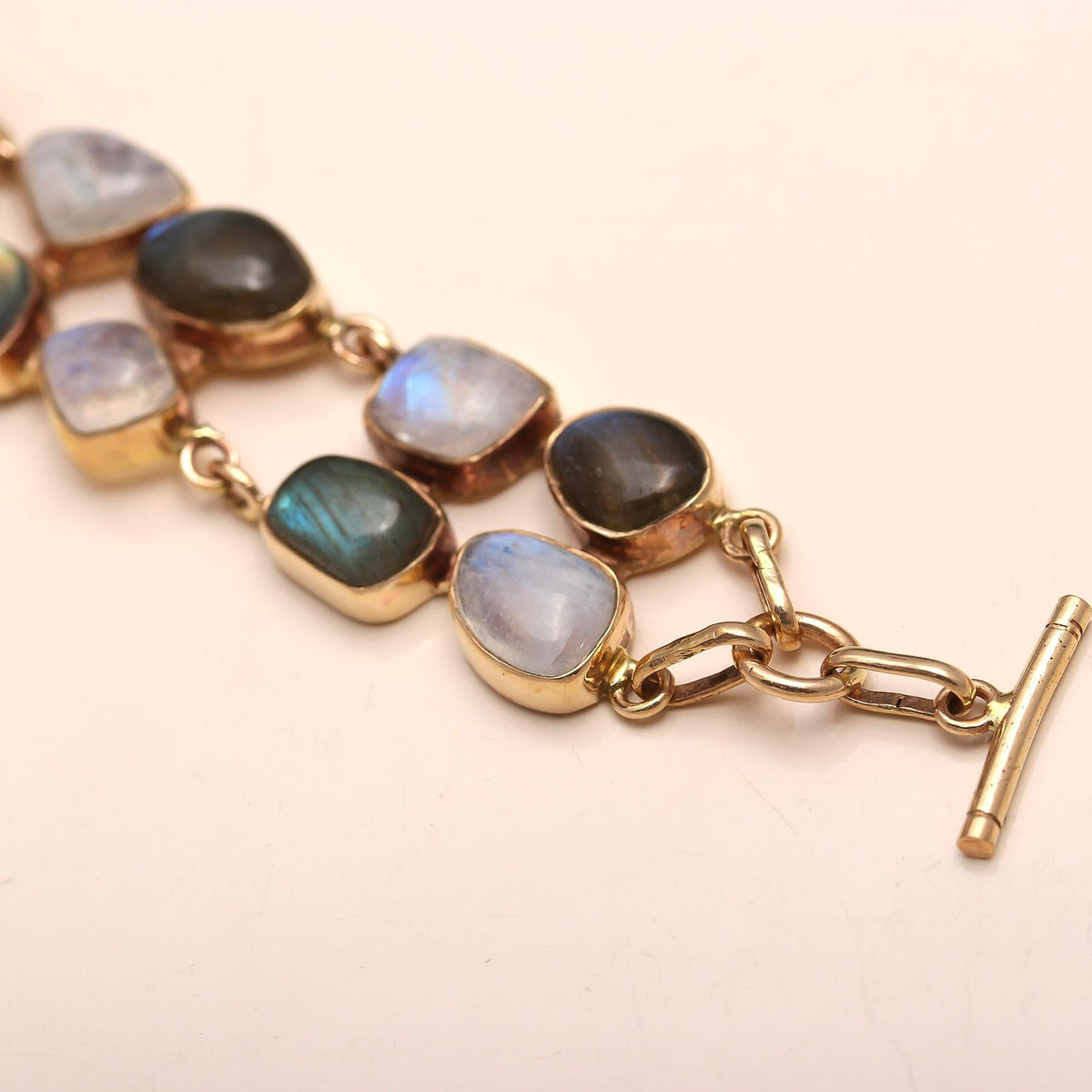 Rainbow Moonstone & Labradorite Gold Bracelet