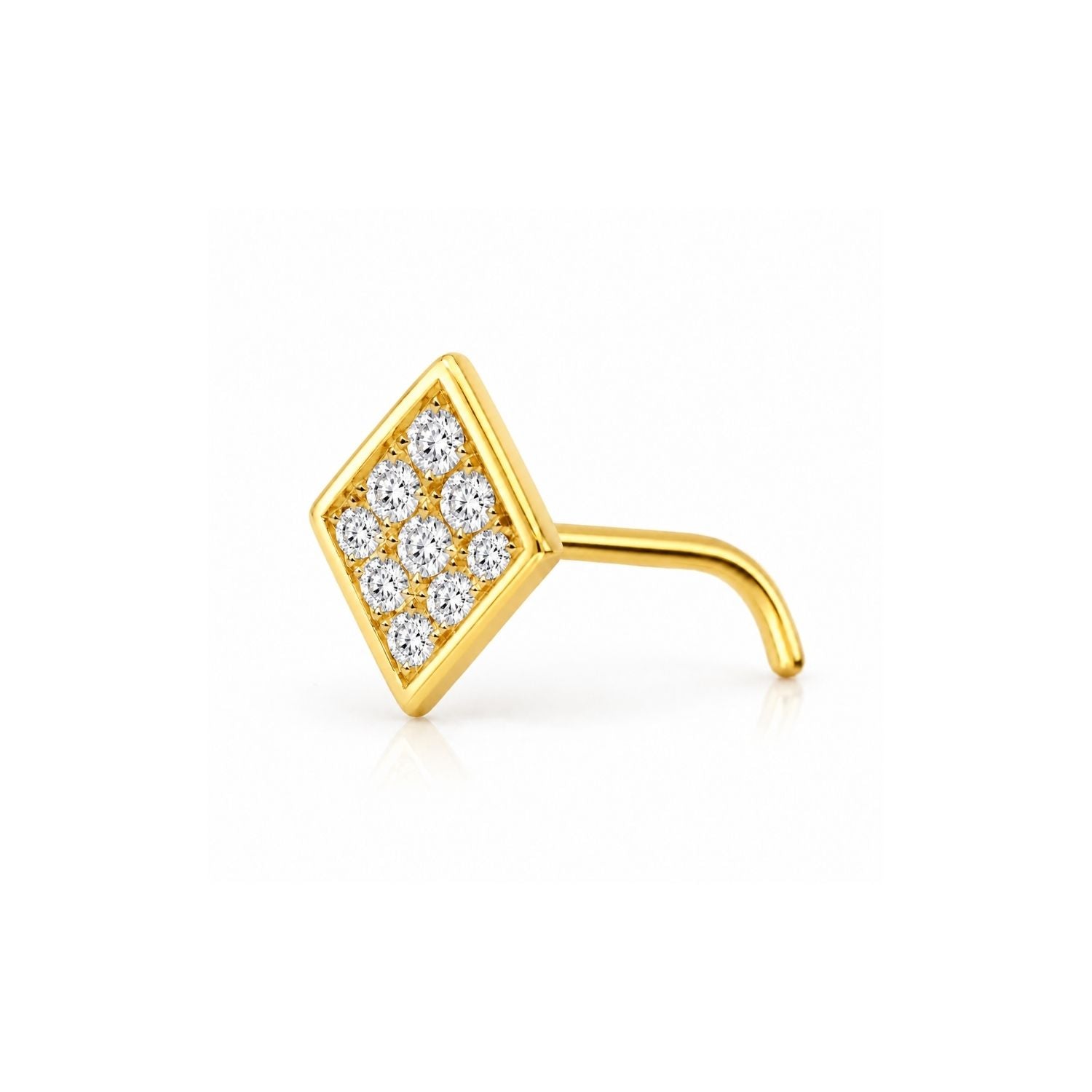 Diamond Shape Pave CZ Nose Pin 925 Sterling Silver