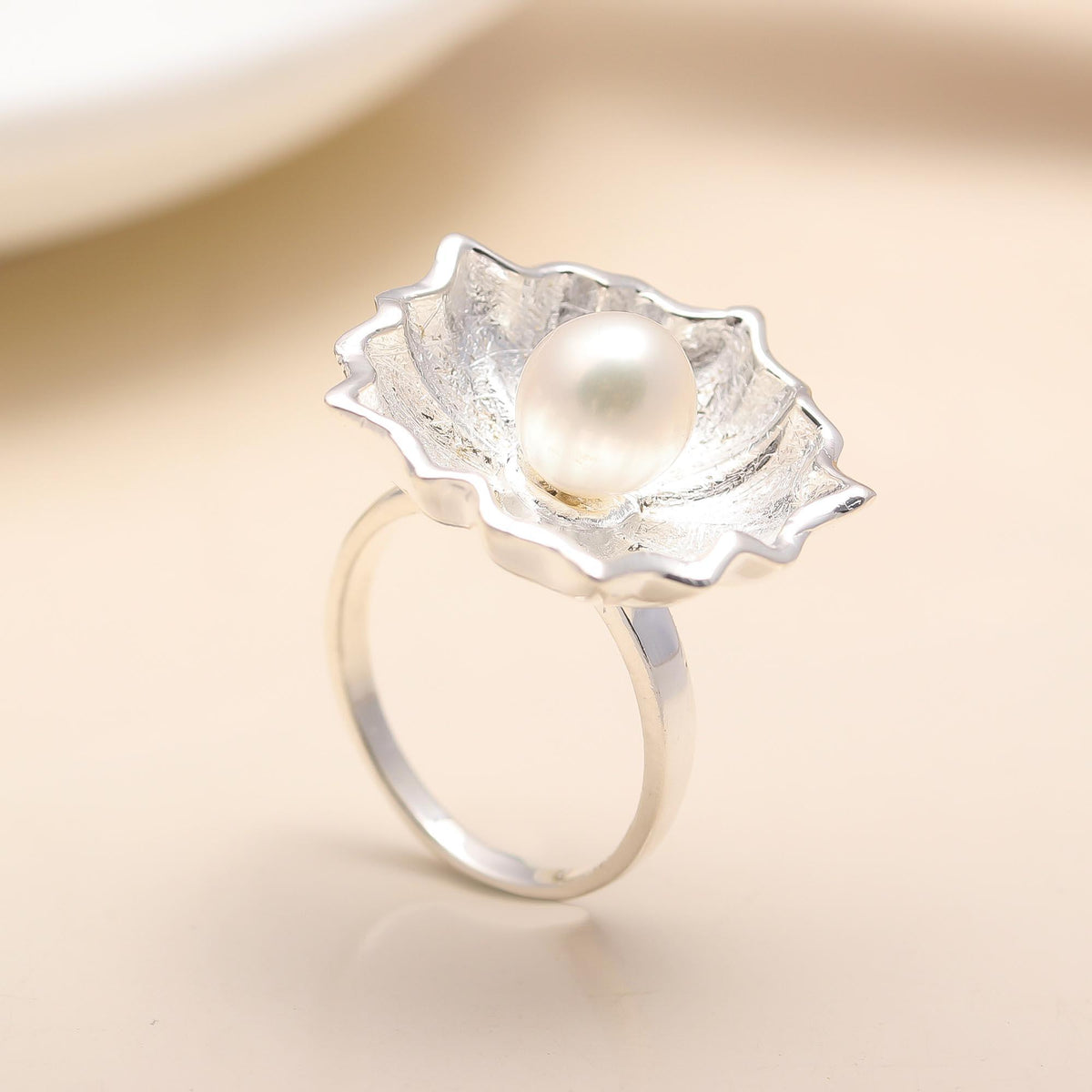 Sterling Silver Pearl Flower Ring