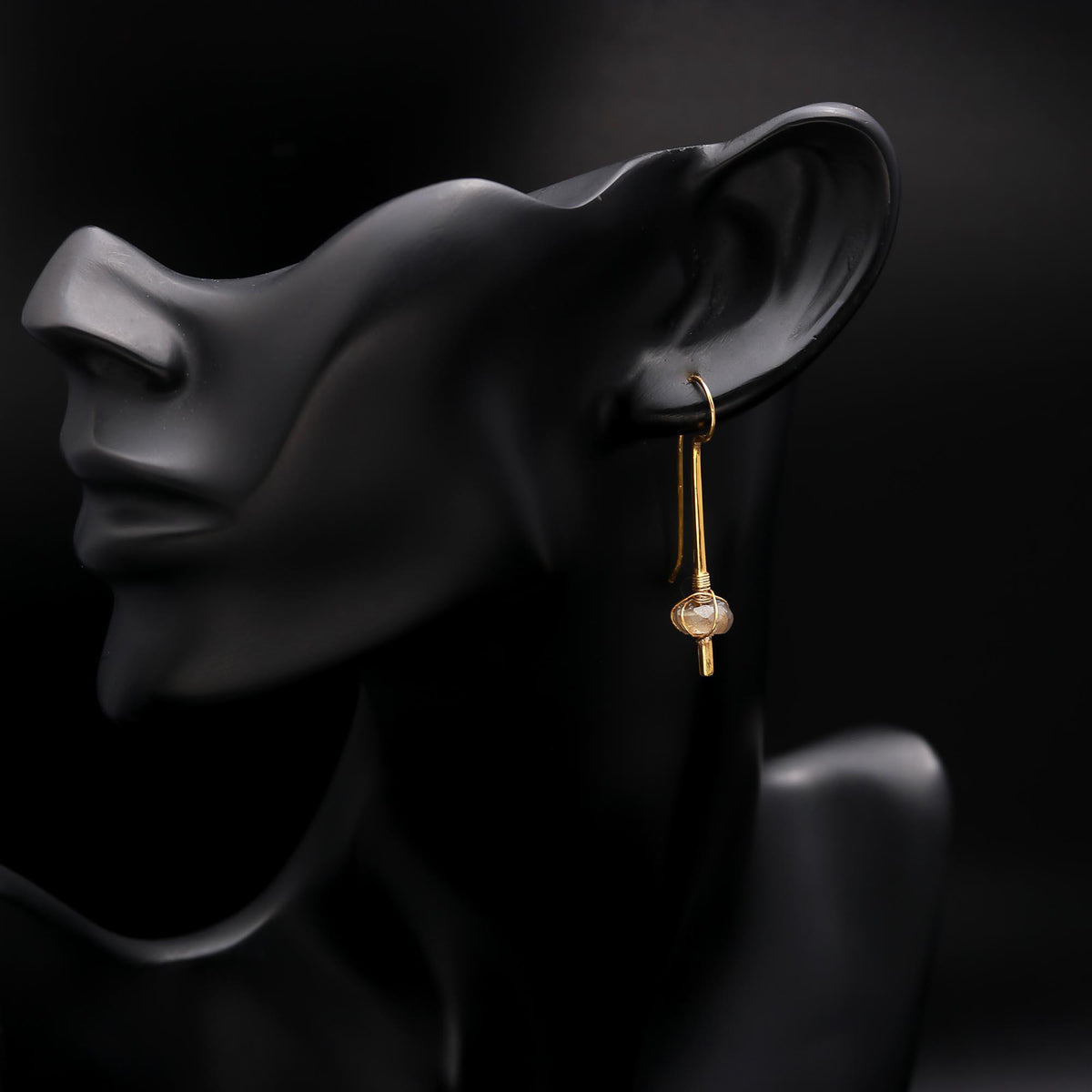 The Mystic Ray: Labradorite & Gold Linear Drop Earrings