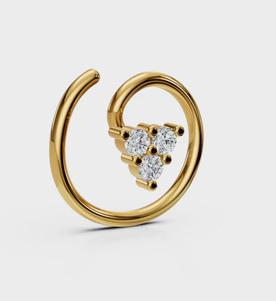 925 Sterling Silver Gold Plated Triangle Cluster Nose Pin