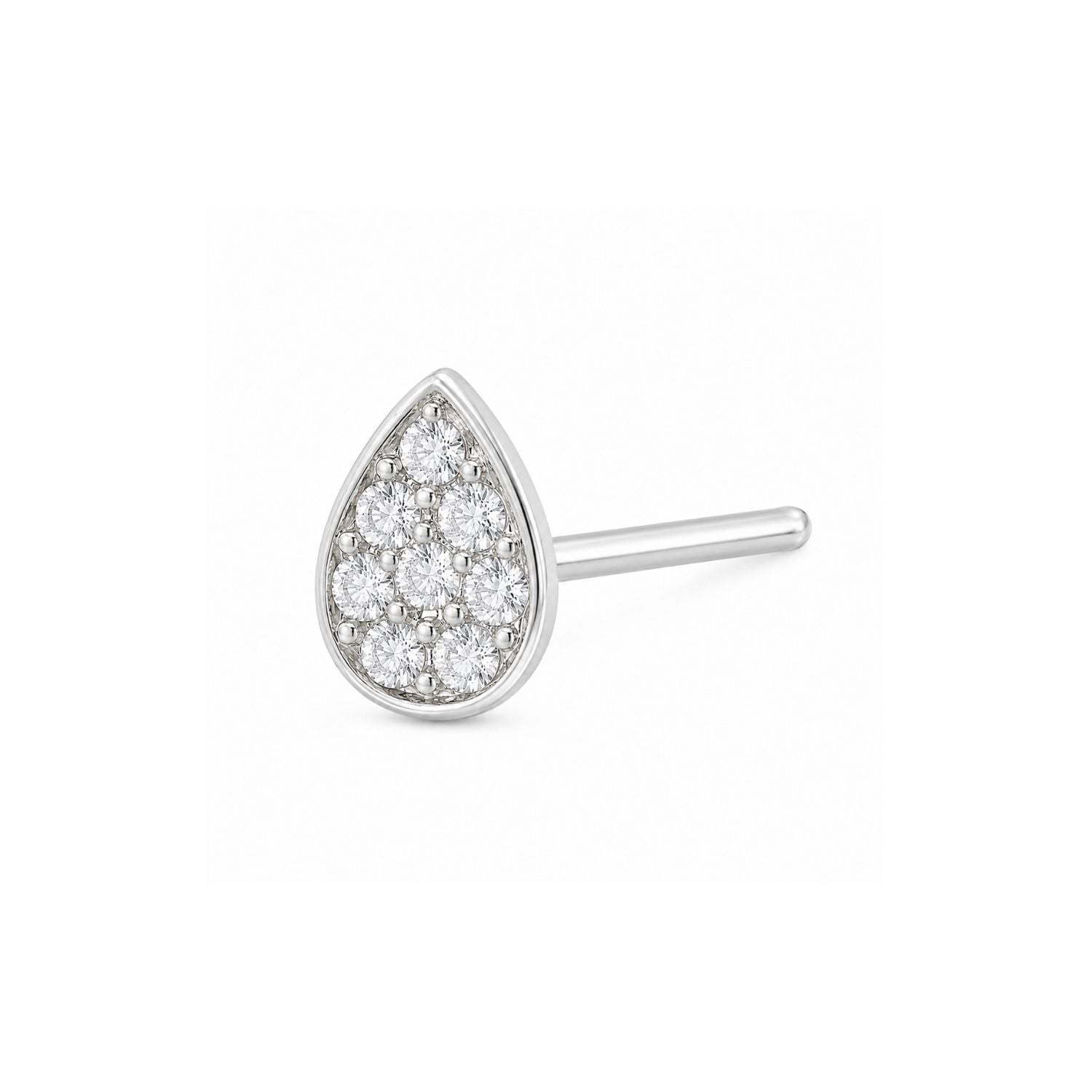 Teardrop Pave CZ Nose Pin 925 Sterling Silver