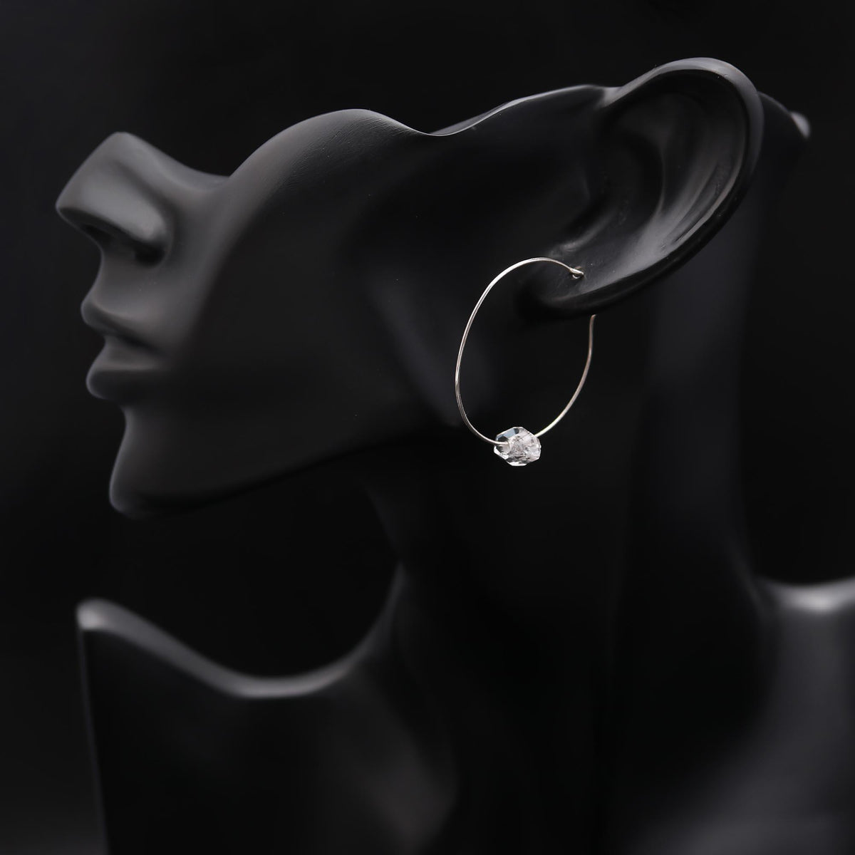 The Crystal Orbit: Herkimer Diamond Silver Hoops