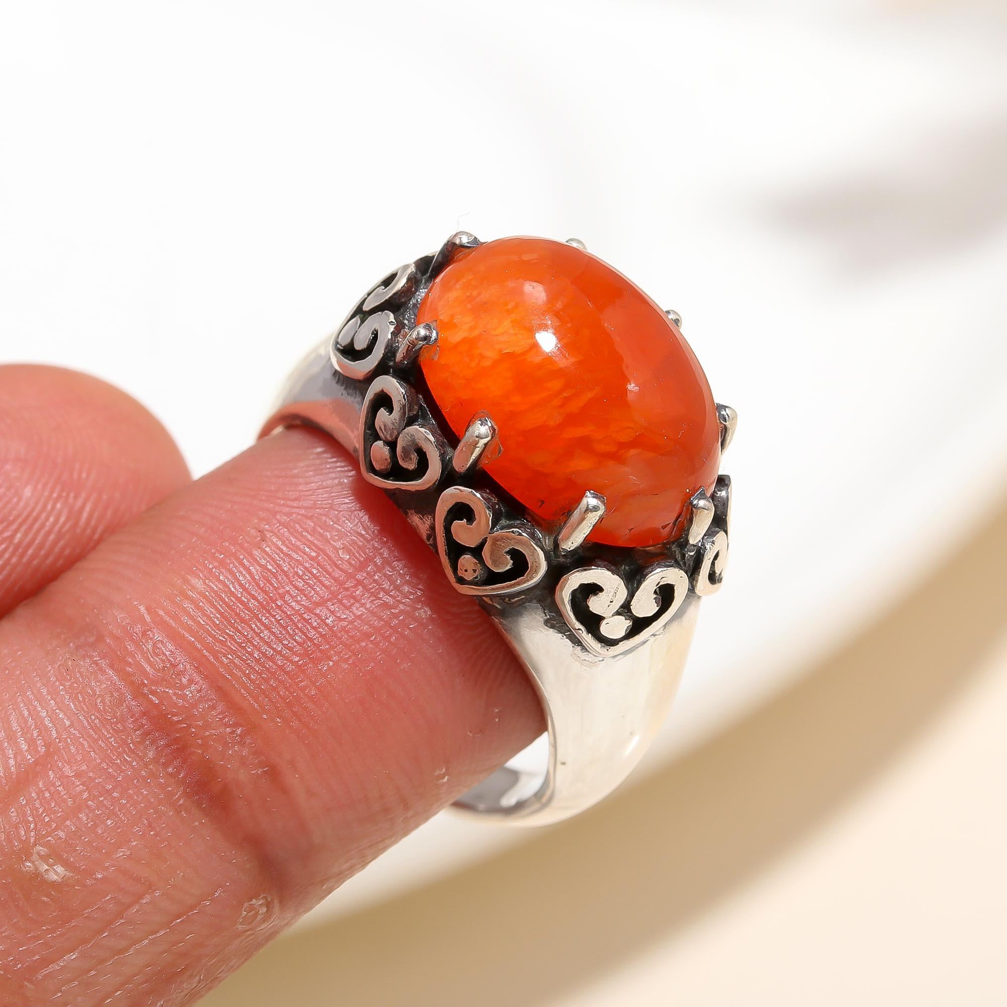 The Sunset Heart: Carnelian & Silver Filigree Ring