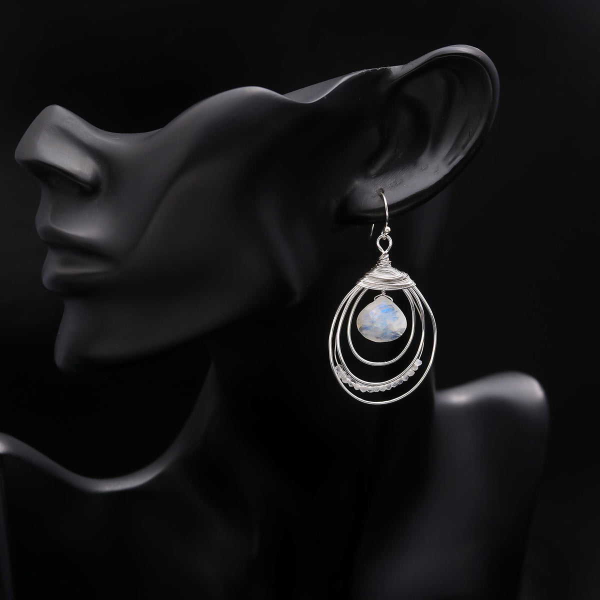 925 Silver Moonstone Dangle Earrings