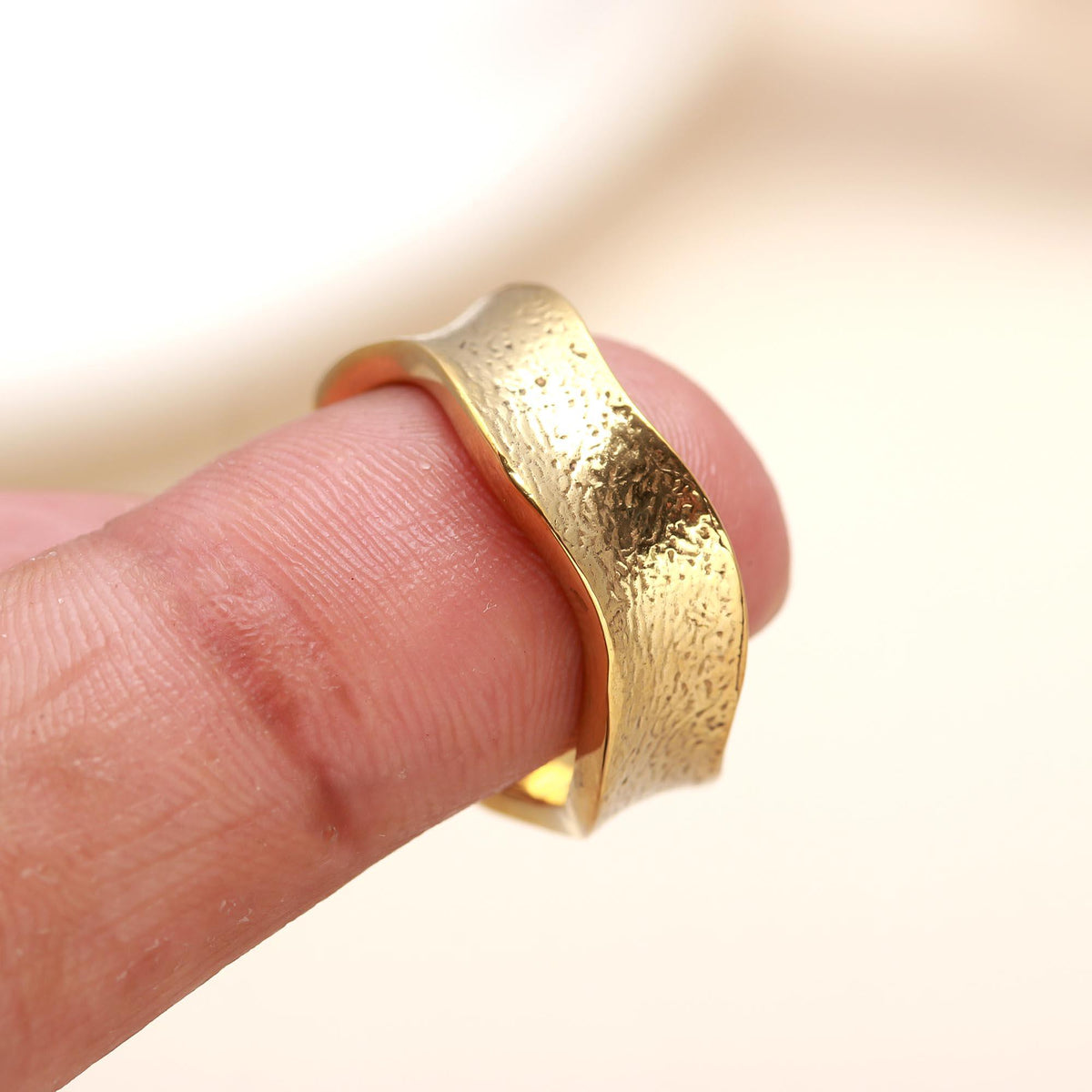 The Golden Organic: Textured Wavy Band Ring