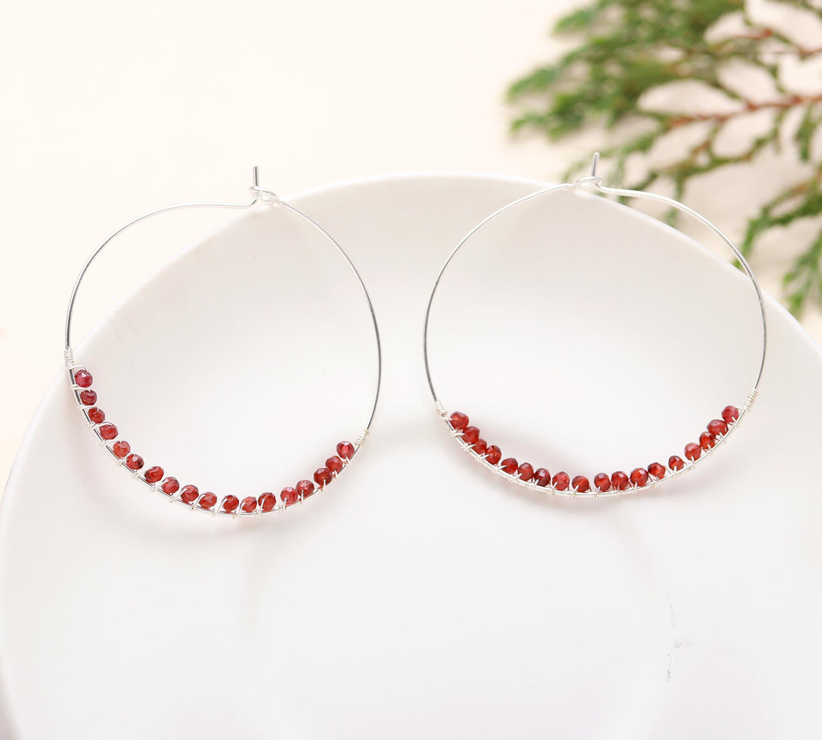 The Crimson Thread: Beaded Wire Hoop Earrings
