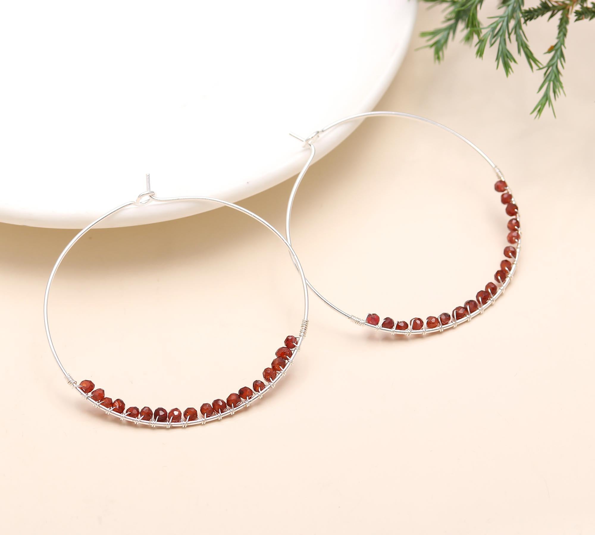 The Crimson Thread: Beaded Wire Hoop Earrings