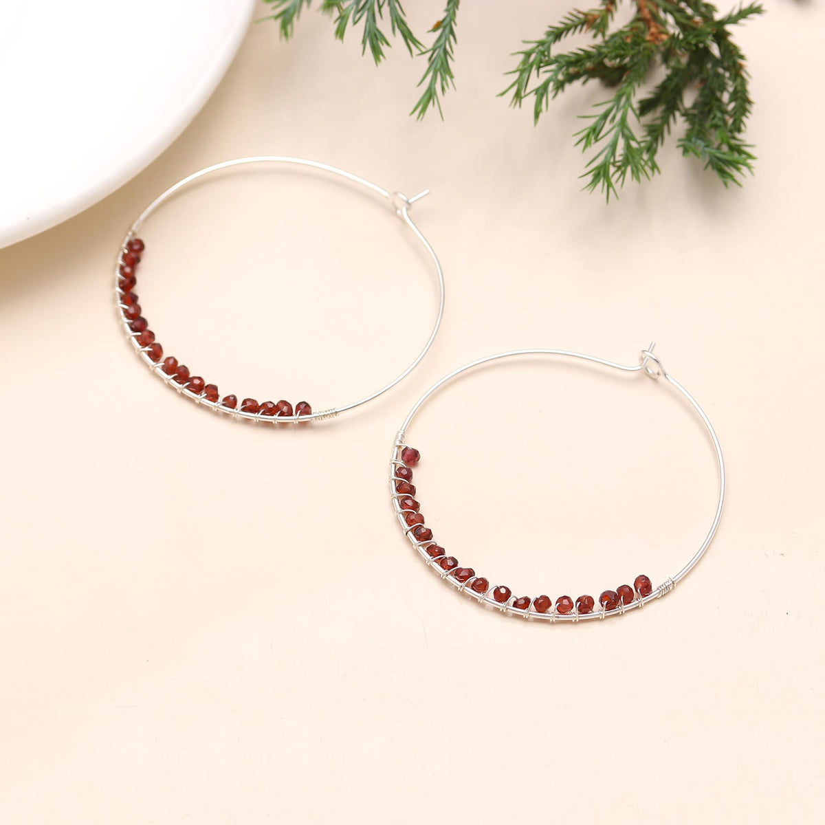 The Crimson Thread: Beaded Wire Hoop Earrings