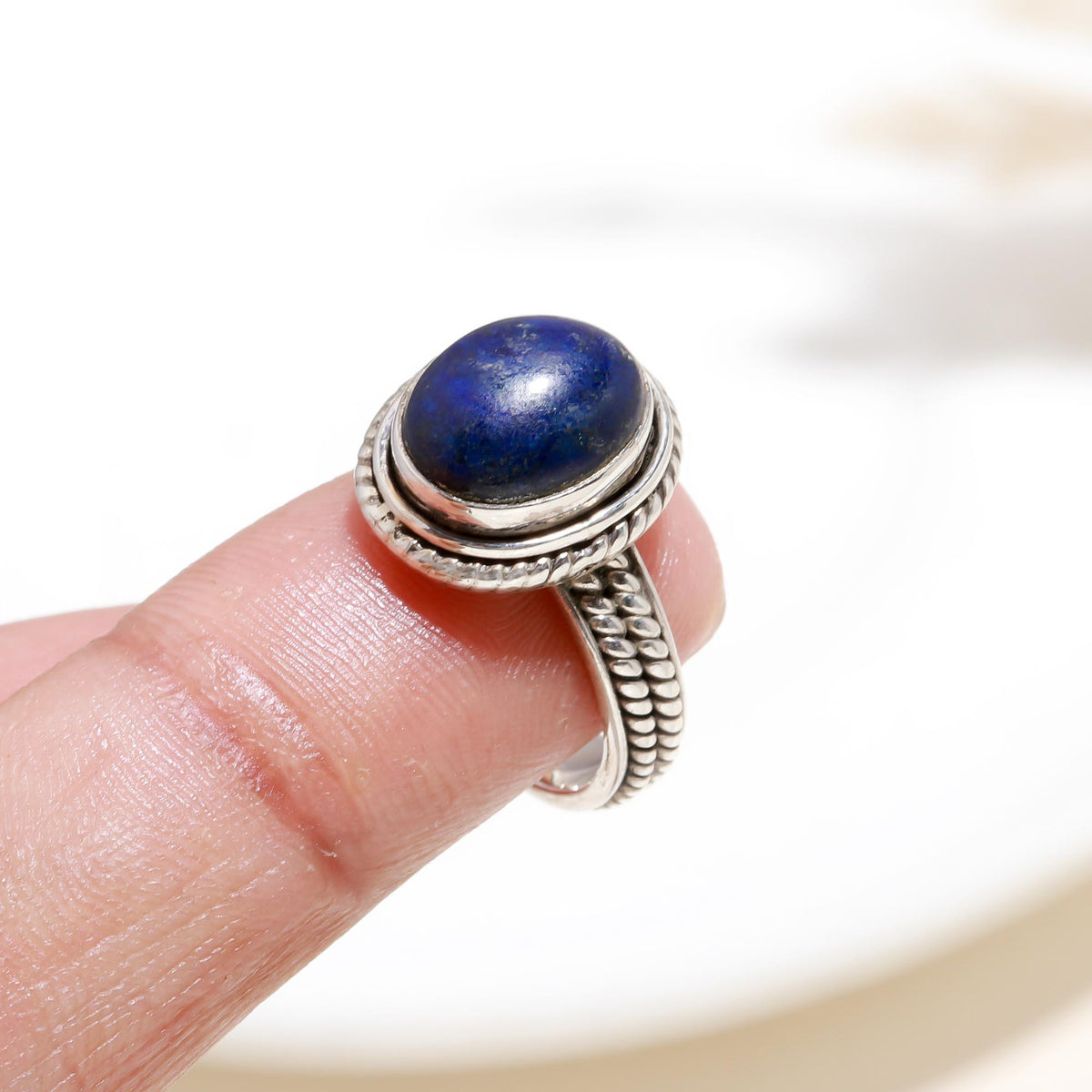 The Royal Azure: Lapis Lazuli Rope Silver Ring