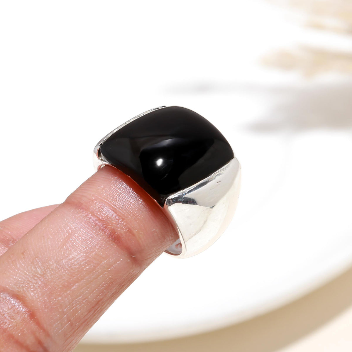 The Midnight Square: Inlay Black Onyx Ring