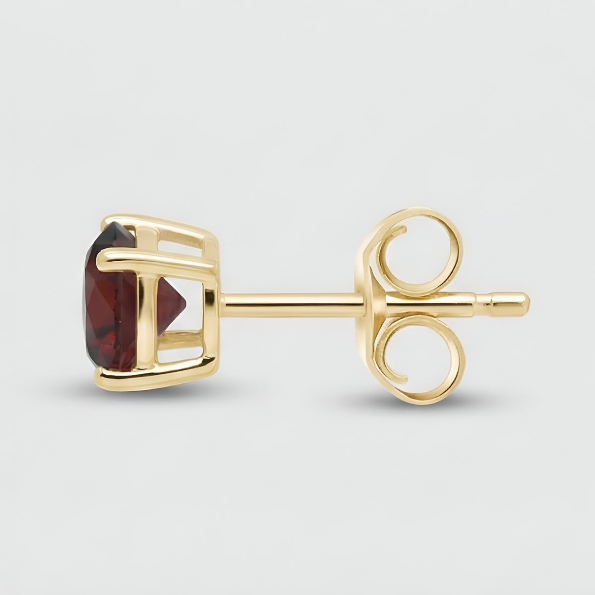 Classic Passion: Gold Plated Round Garnet Stud