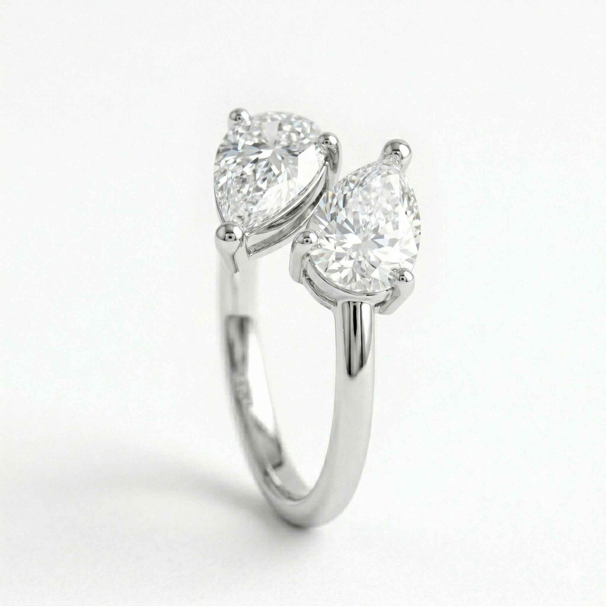 The Toi et Moi: Dual Pear Moissanite Gold Bypass Ring