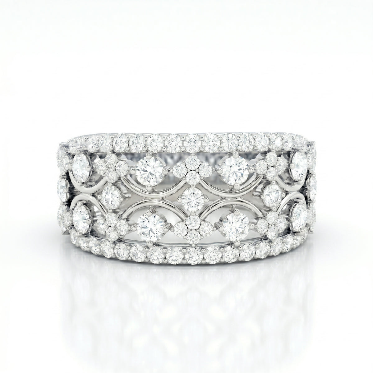 The Vintage Scroll: 2.50ct Moissanite Wide Filigree Band