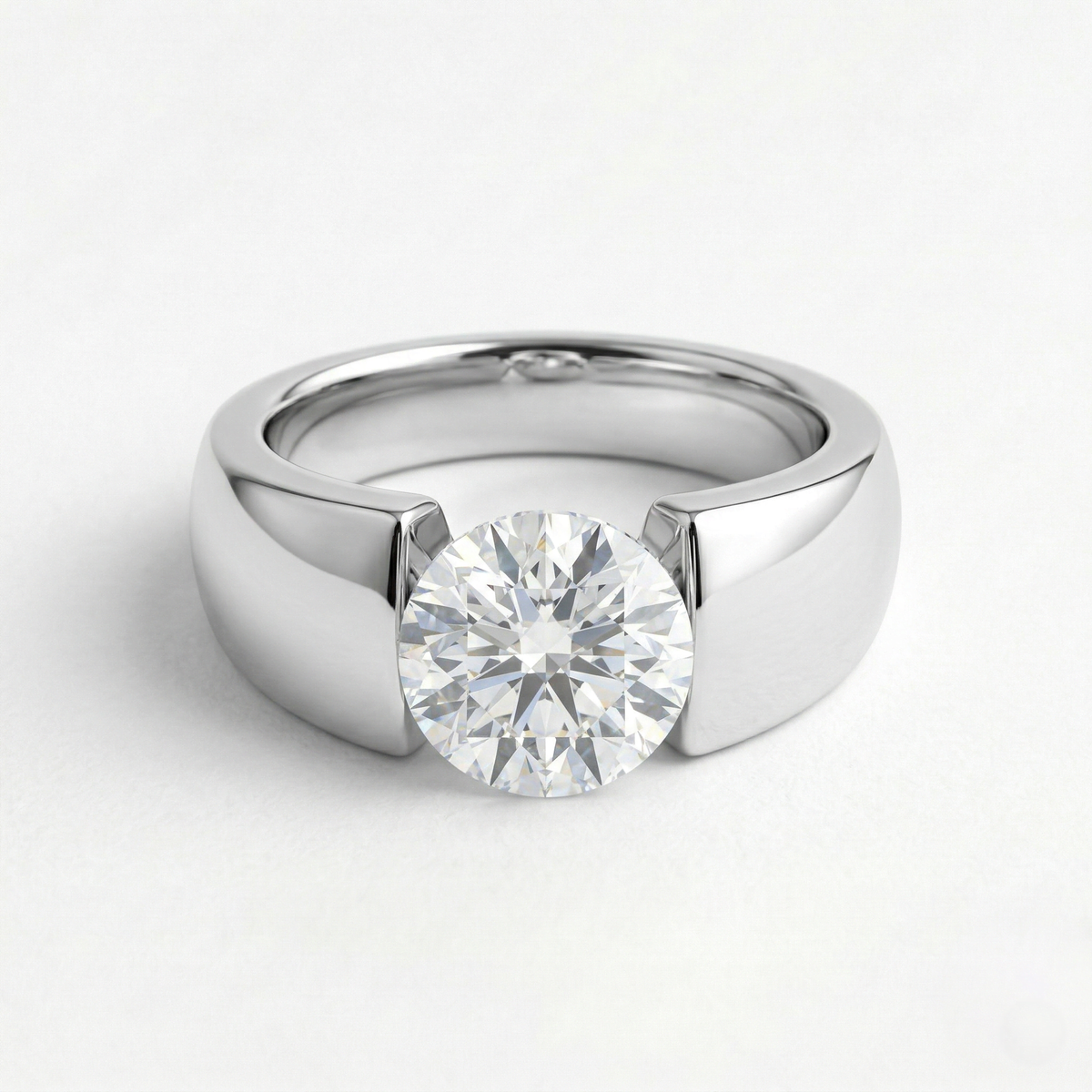 925 Sterling Silver 1.5 Carat Round Moissanite Solitaire Ring
