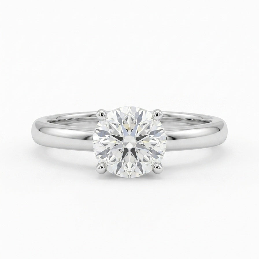 925 Sterling Silver 0.5 Carat Round Moissanite Stackable Engagement Promise Ring