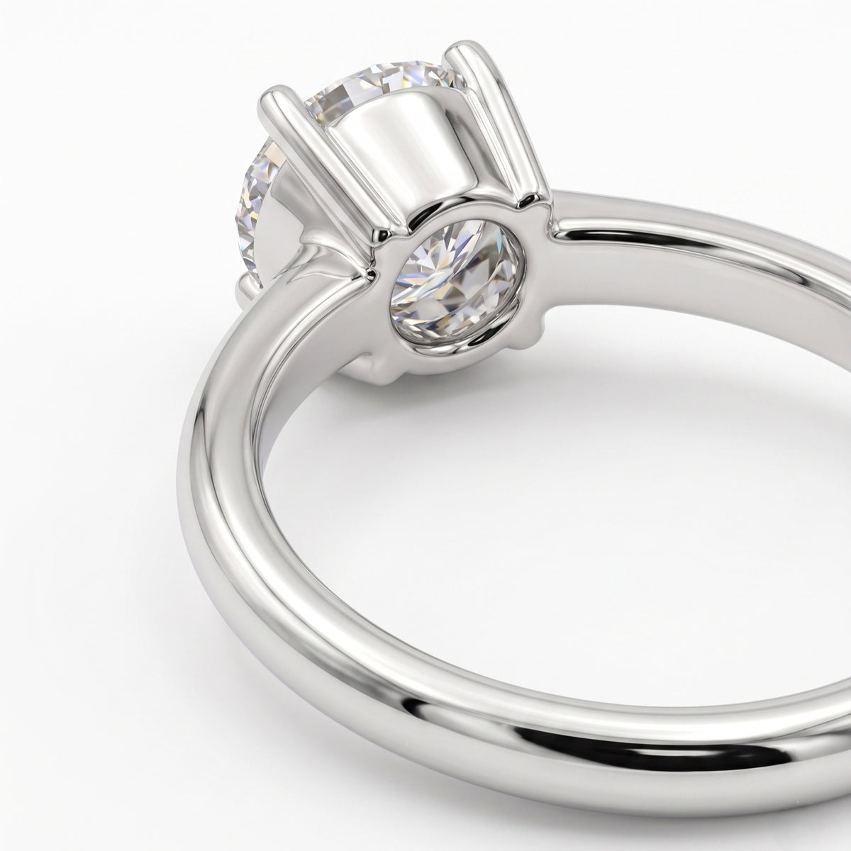 925 Sterling Silver 0.5 Carat Round Moissanite Stackable Engagement Promise Ring